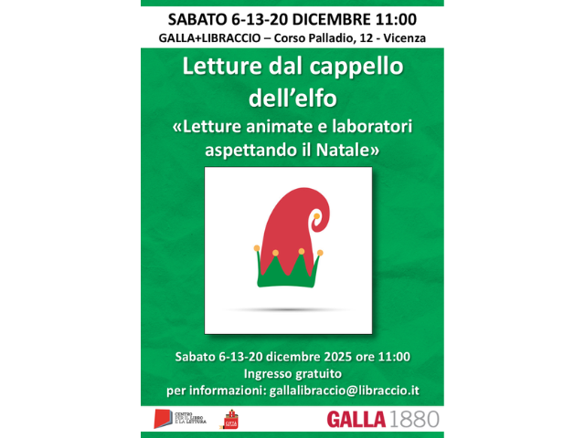 Sabato 13 Dicembre ore 11 Letture natalizie per bambini a Vicenza