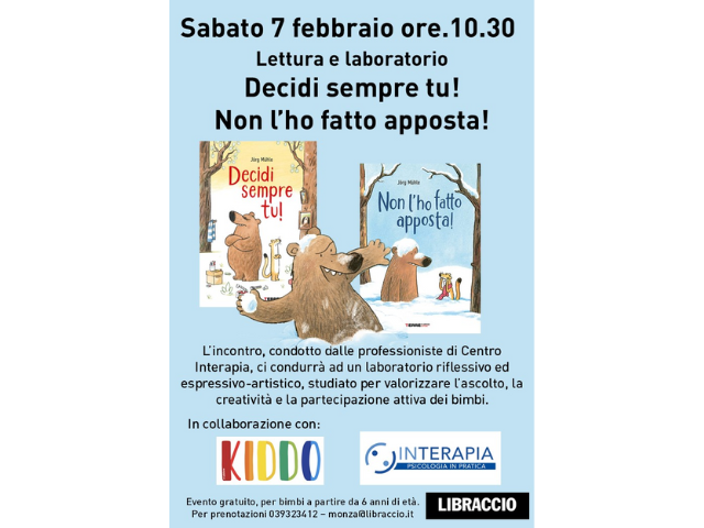 Sabato 7 febbraio ore 10.30 Laboratorio per bambini