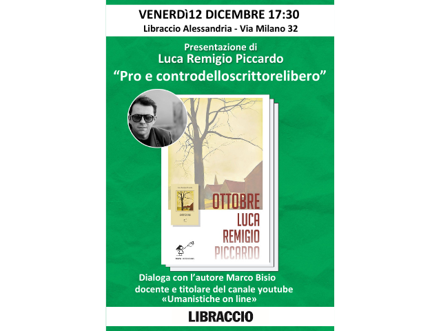 Venerdì 12 dicembre ore 17.30 presentazione di Luca Remigio ad Alessandria