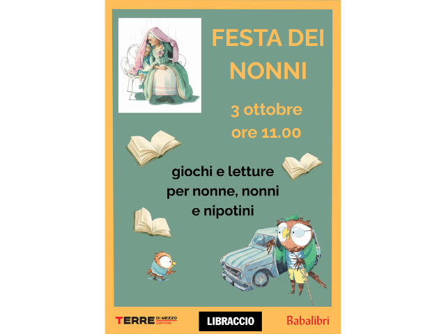 Sabato 3 Ottobre ore 11.00 Letture per bambini per la Festa dei Nonni ad Asti